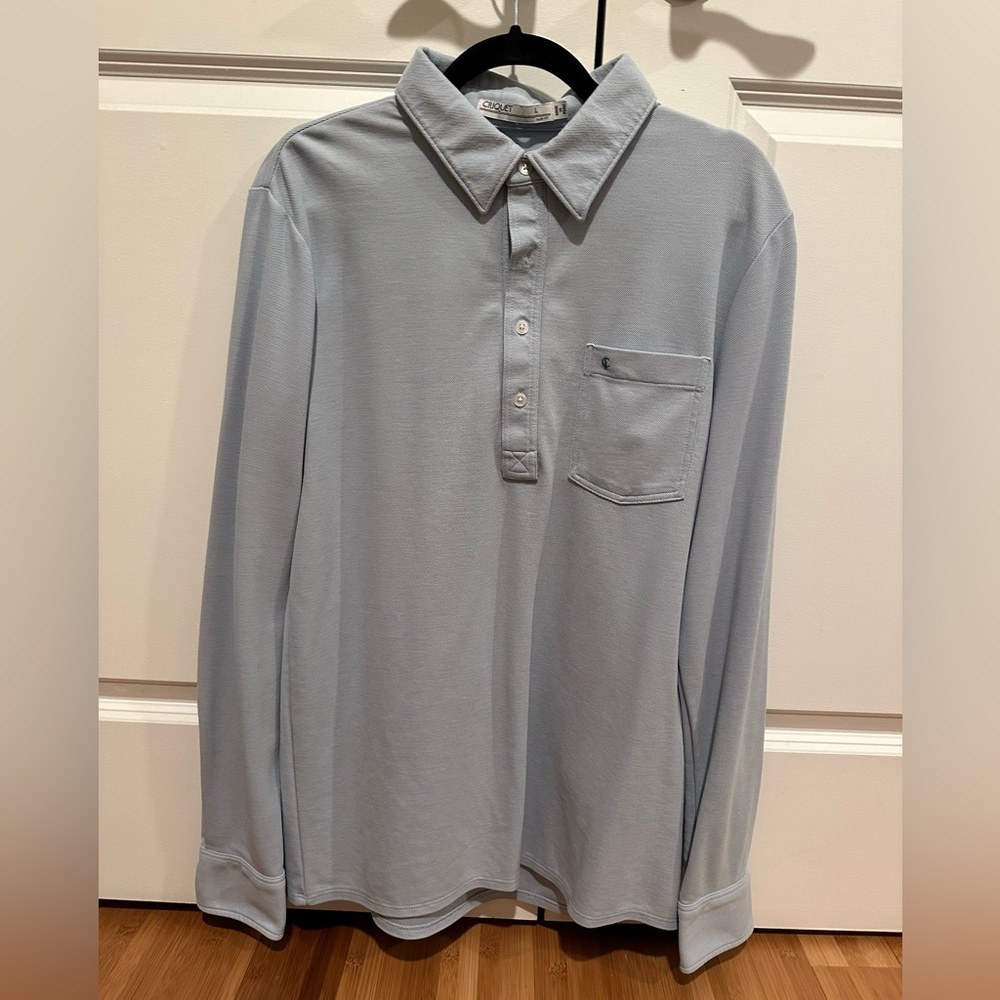 Criquet Men’s Long-Sleeve Polo, Large, slim fit